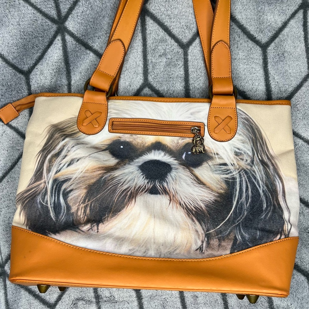 RARE Ardleigh Elliot Shih-Tzu Faithful Friends Dog Tote Handbag Purse NWOT C1 - Picture 3 of 11